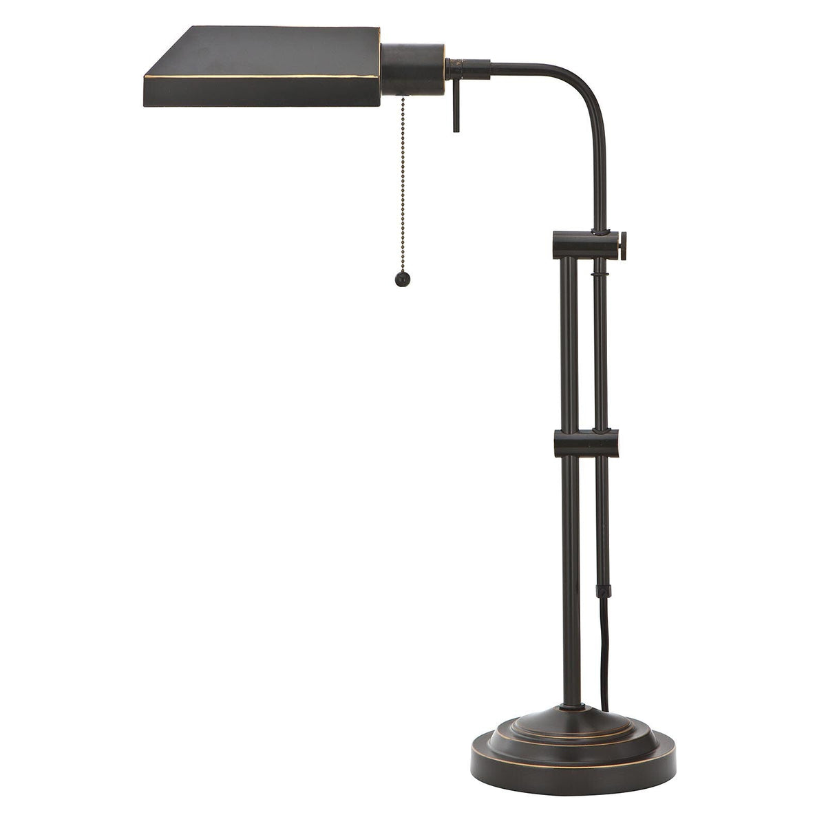 26" Bronze Metal Adjustable Table Lamp With Bronze Rectangular Shade W2B