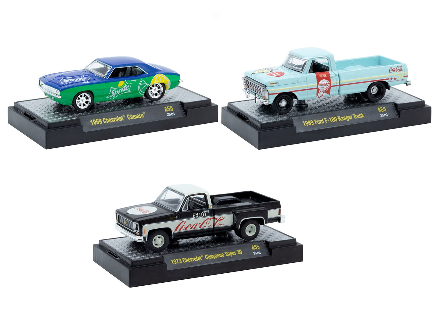 "Sodas" Set of 3 pieces Release 55 Limited Edition to 10000 pieces Worldwide 1/64 Diecast Model Cars by M2 Machines