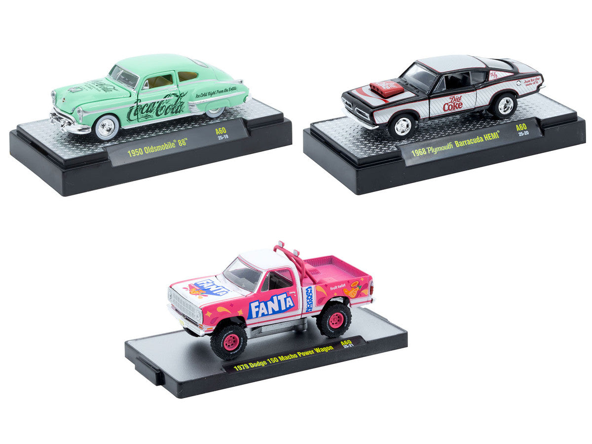 "Sodas" Set of 3 pieces Release 60 Limited Edition to 10000 pieces Worldwide 1/64 Diecast Model Cars by M2 Machines M2