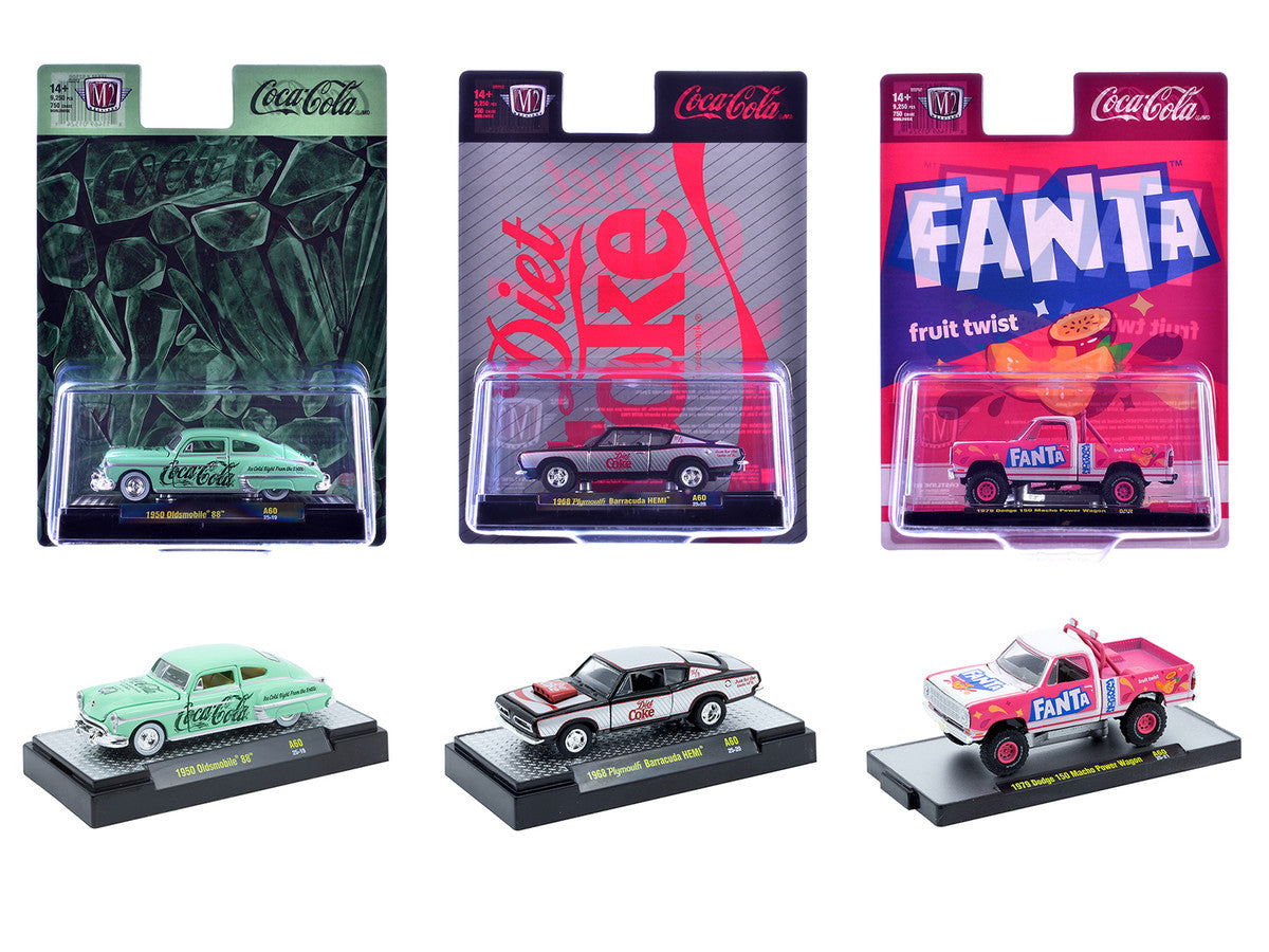 "Sodas" Set of 3 pieces Release 60 Limited Edition to 10000 pieces Worldwide 1/64 Diecast Model Cars by M2 Machines M2