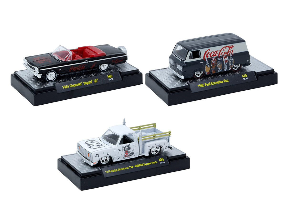 "Coca-Cola" Set of 3 pieces Release 65 Limited Edition to 4800 pieces Worldwide 1/64 Diecast Models by M2 Machines M2