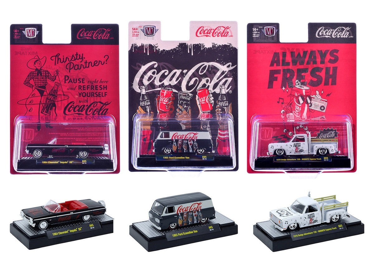 "Coca-Cola" Set of 3 pieces Release 65 Limited Edition to 4800 pieces Worldwide 1/64 Diecast Models by M2 Machines M2