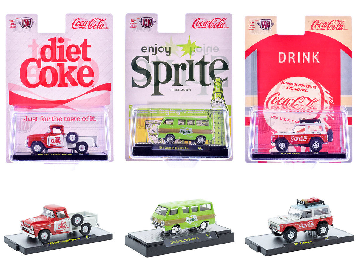 "Sodas" Set of 3 pieces Release 57 Limited Edition to 10000 pieces Worldwide 1/64 Diecast Model Cars by M2 Machines M2