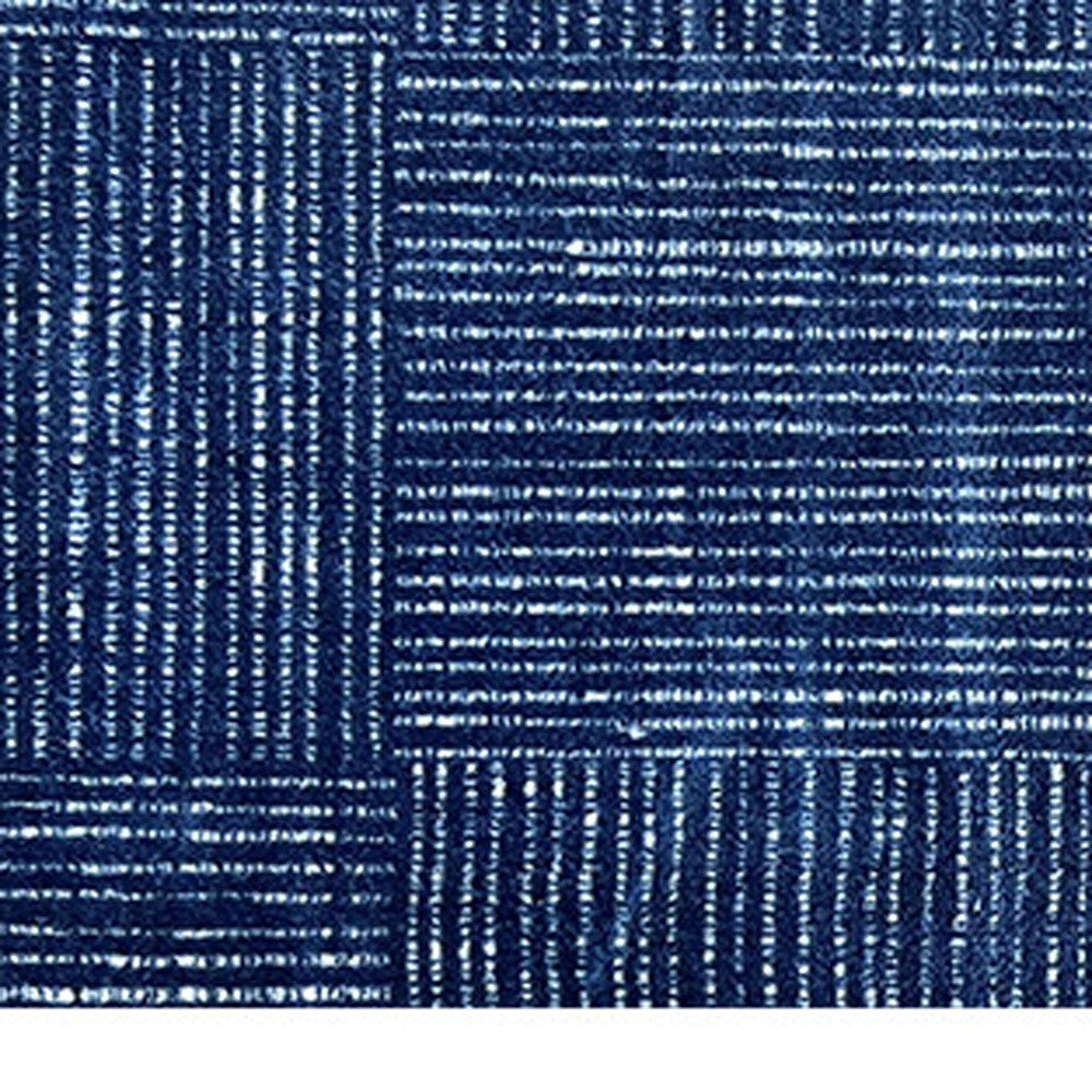 2' X 6' Navy Blue Striped Washable Runner Rug With UV Protection