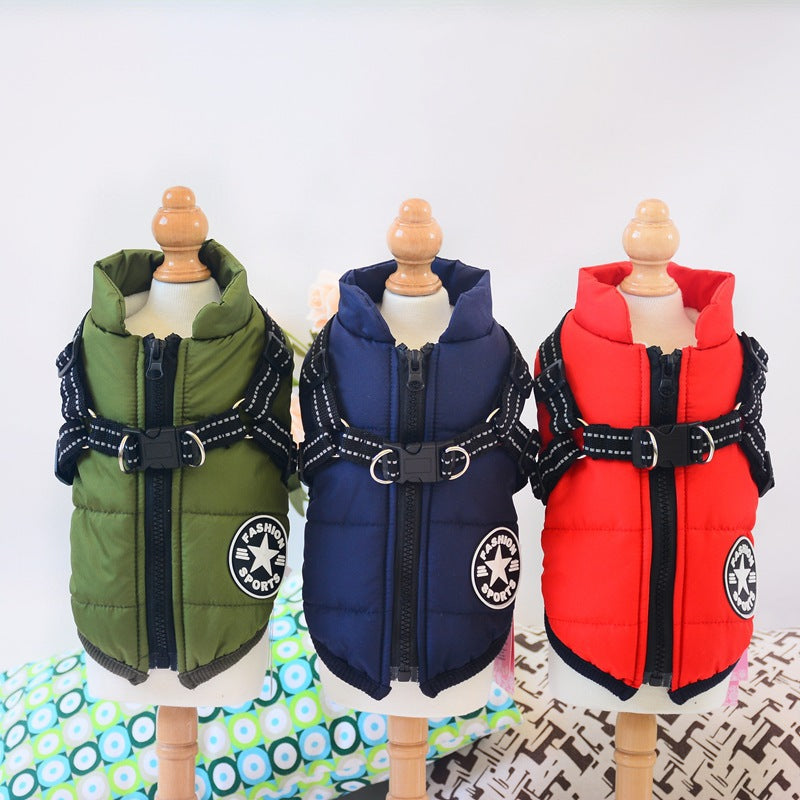 Waterproof Dog Clothes Winter Dog Coat With Harness Warm Pet Clothing Big Dog Jacket Chihuahua Labrador Coat Costume LadyShow.Store