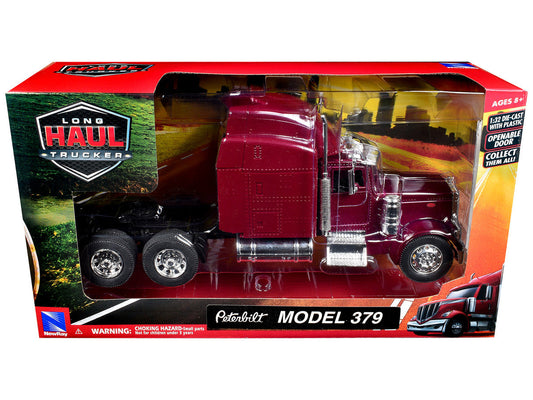 Peterbilt 379 Truck Tractor Burgundy Metallic "Long Haul Trucker" Series 1/32  Diecast Model by New Ray New Ray