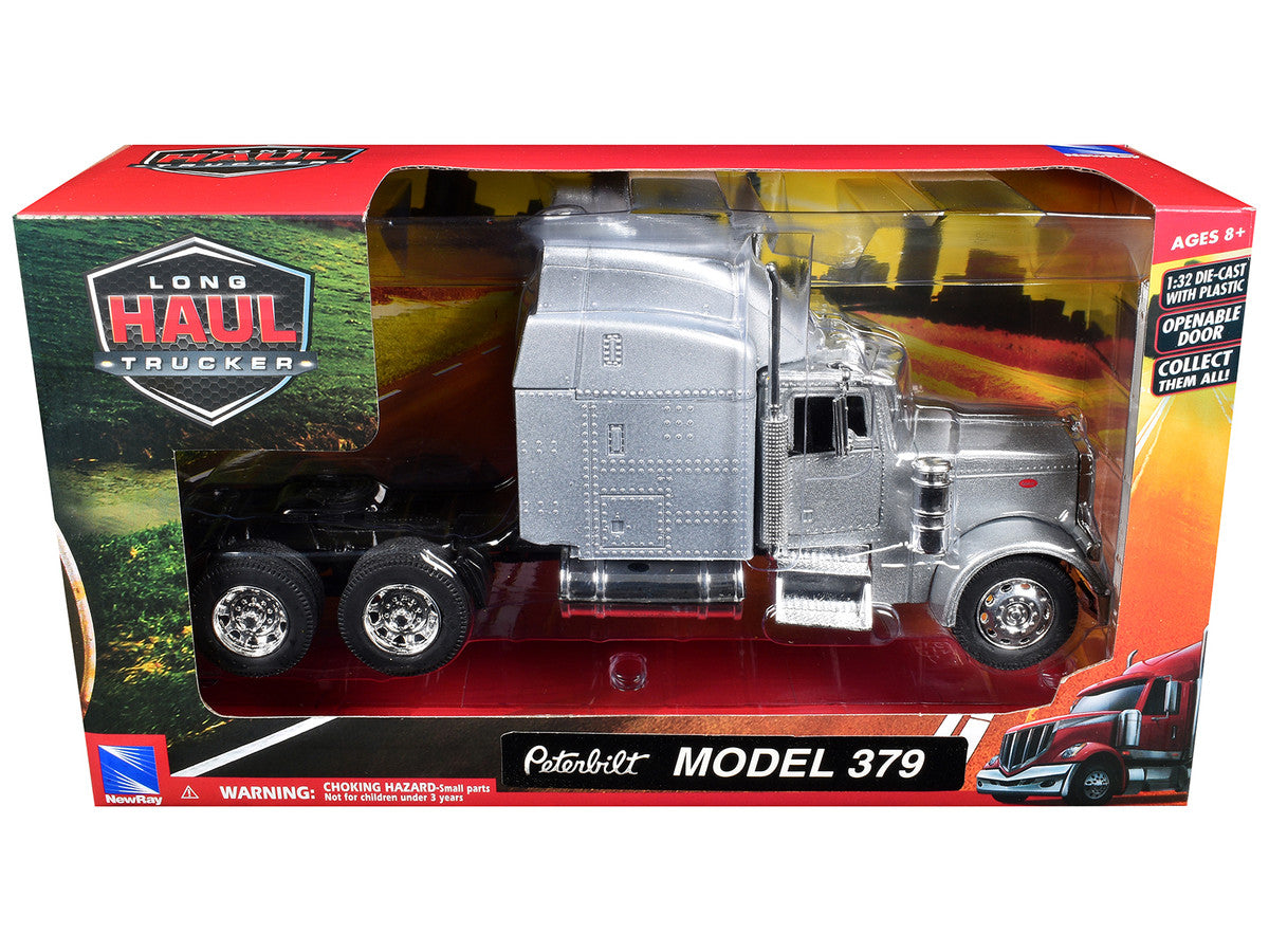 Peterbilt 379 Truck Tractor Silver Metallic "Long Haul Trucker" 1/32 Diecast Model by New Ray New Ray