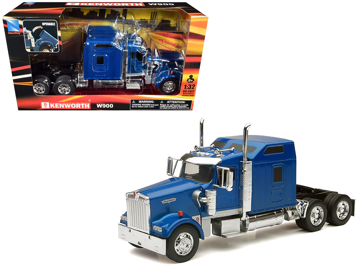 Kenworth W900 Truck Tractor Blue Metallic 1/32 Diecast Model by New Ray New Ray