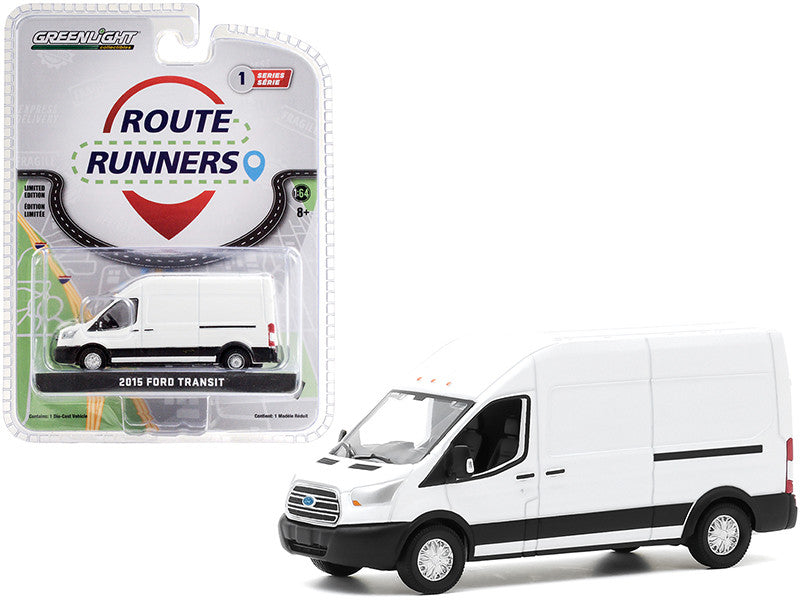 2015 Ford Transit High Roof Van Oxford White "Route Runners" Series 1 1/64 Diecast Model by Greenlight-0