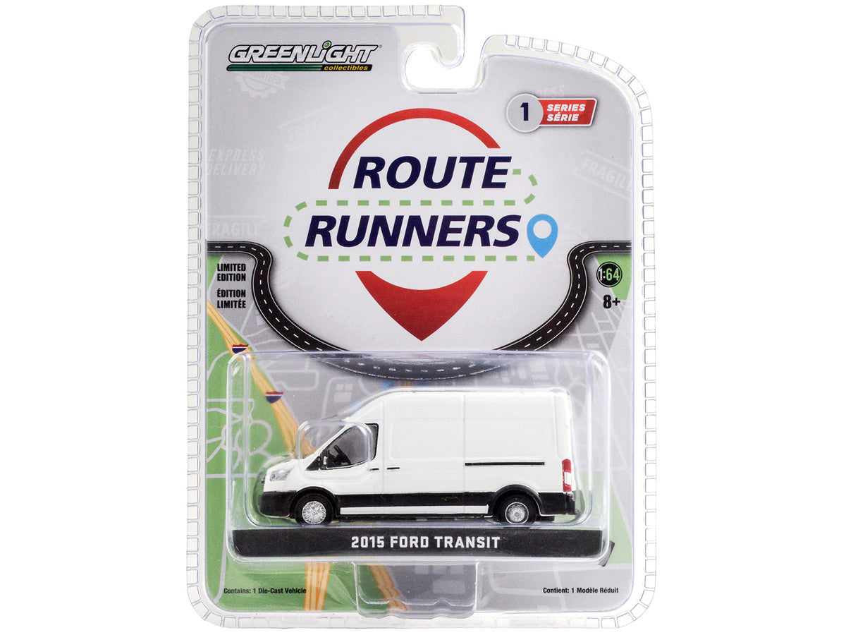 2015 Ford Transit High Roof Van Oxford White "Route Runners" Series 1 1/64 Diecast Model by Greenlight-2