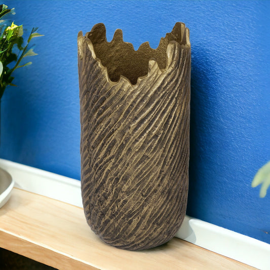 17" Gold Abstract Aluminum Table Vase W2B