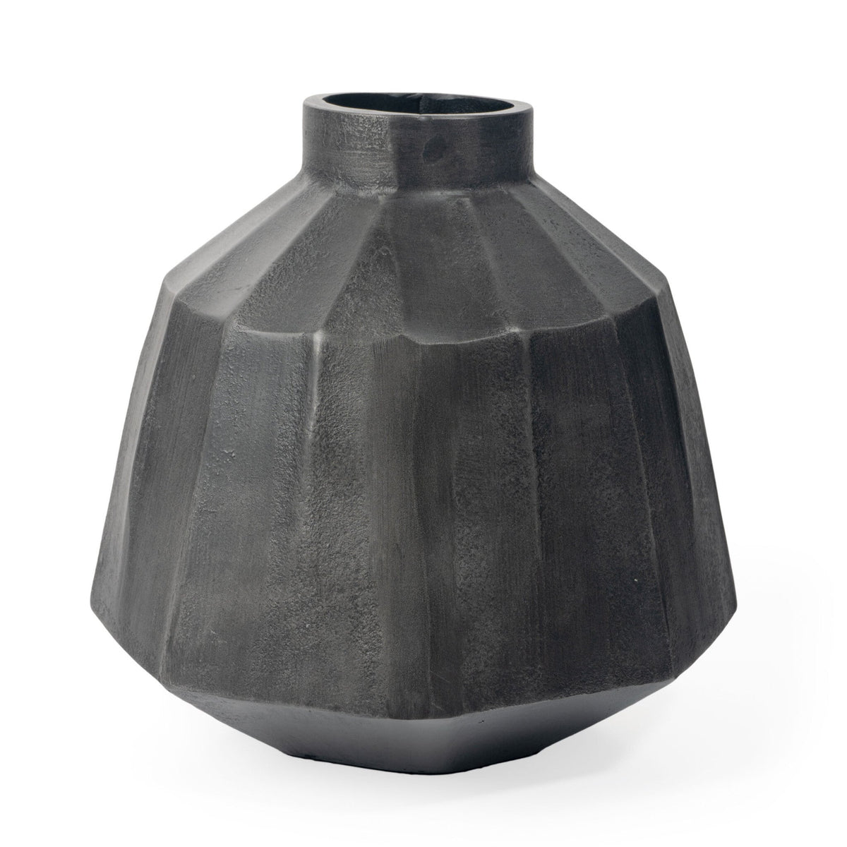 11" Gray Geometric Round Aluminum Table Vase W2B