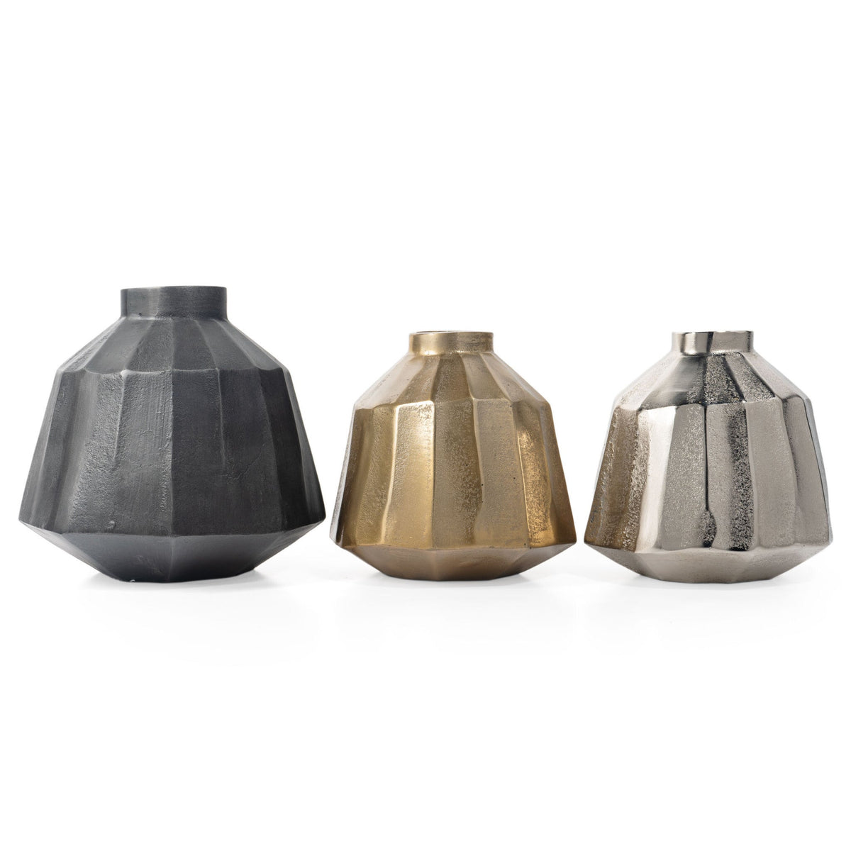 11" Gray Geometric Round Aluminum Table Vase W2B