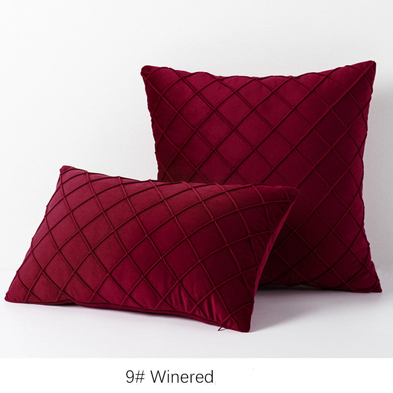 Diamond plaid velvet pillowcase