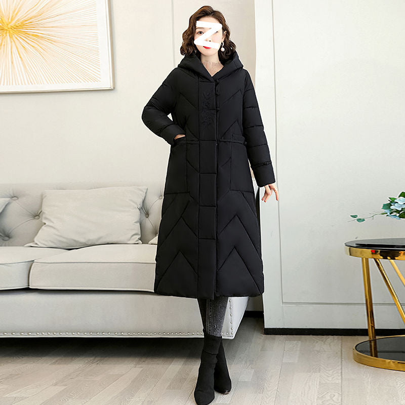Plus Size Overknee Long Warm Hooded Cotton Jacket LadyShow.Store