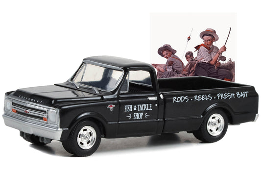 1968 Chevrolet C-10 Pickup Truck Black "Fish & Tackle Shop" "Norman Rockwell" Series 5 1/64 Diecast Model Car by Greenlight