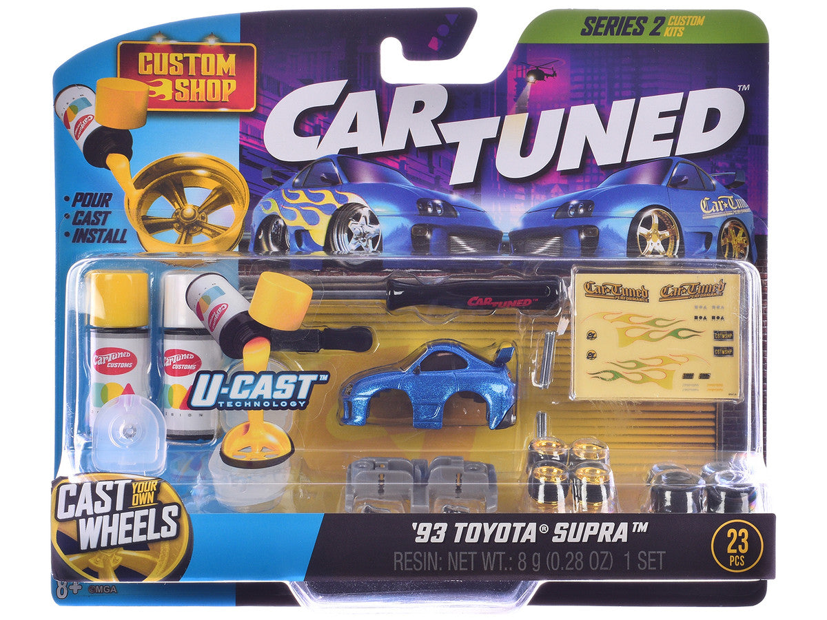 1987 Toyota SR5 Pickup Truck White and 1993 Toyota Supra Blue "Custom Shop" 2 Car Set Diecast Model Cars by CarTuned Car Tuned