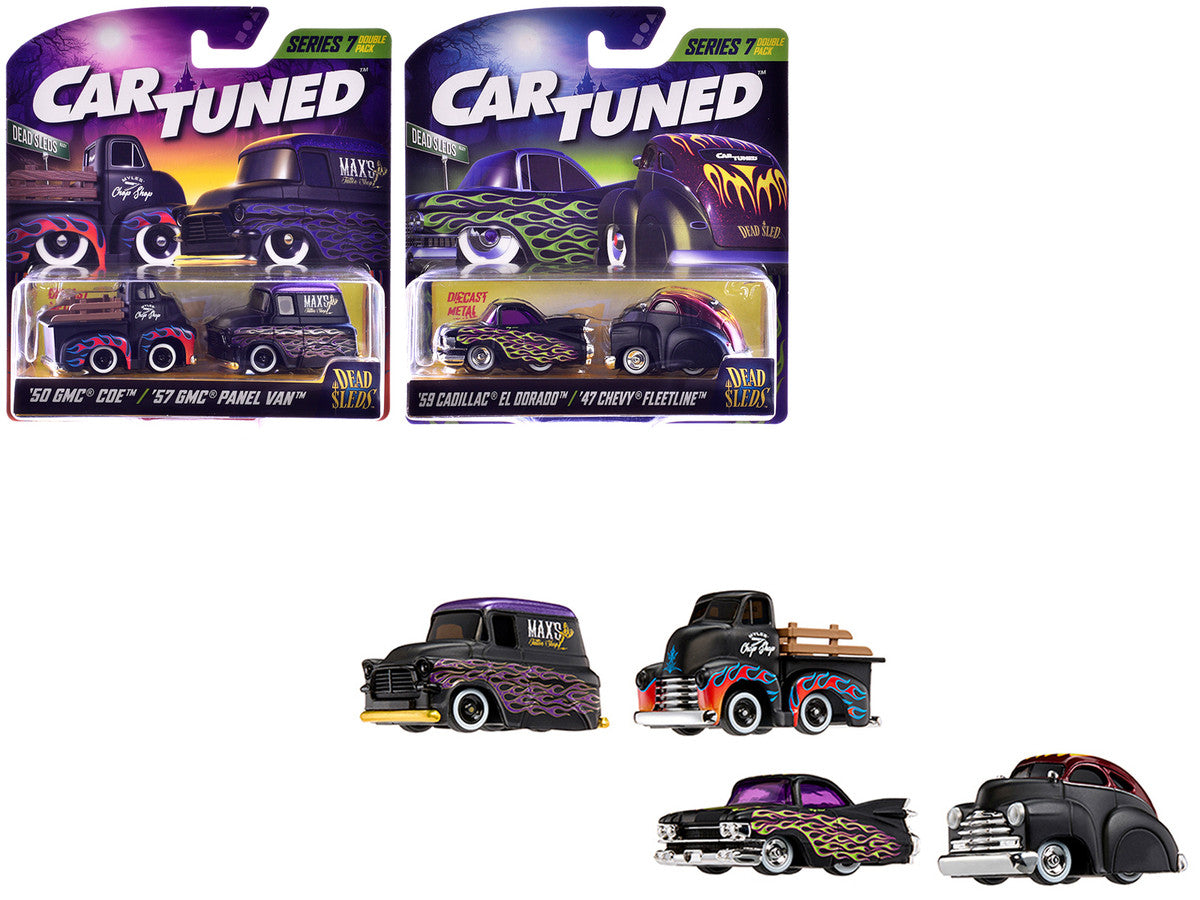 "Dead Sleds" Double Pack Series 7 Set of 4 Cars Diecast Model Cars by CarTuned-0
