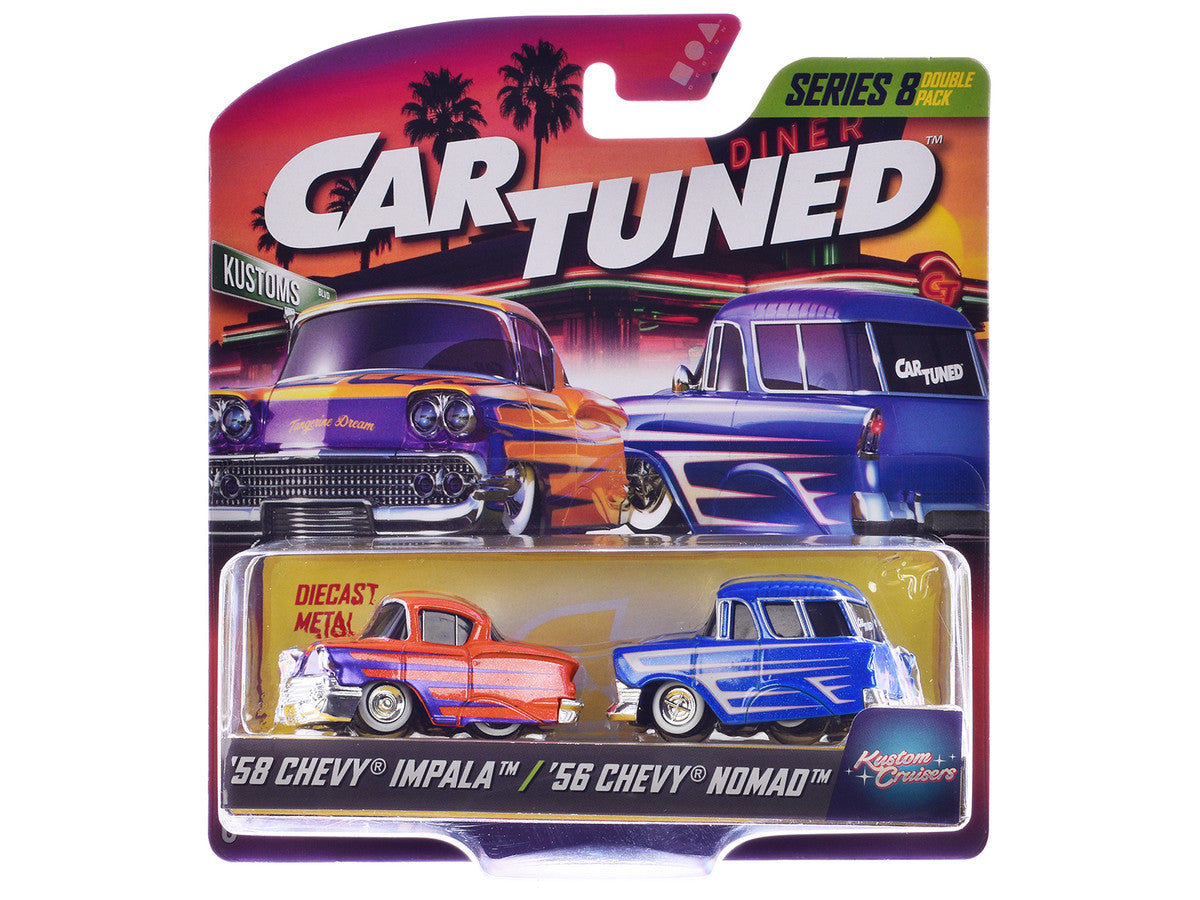 "Kustoms" Double Pack Series 8 Set of 4 Cars Diecast Model Cars by CarTuned-2