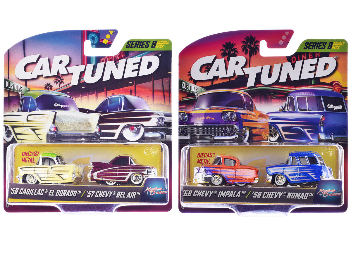 "Kustoms" Double Pack Series 8 Set of 4 Cars Diecast Model Cars by CarTuned-0
