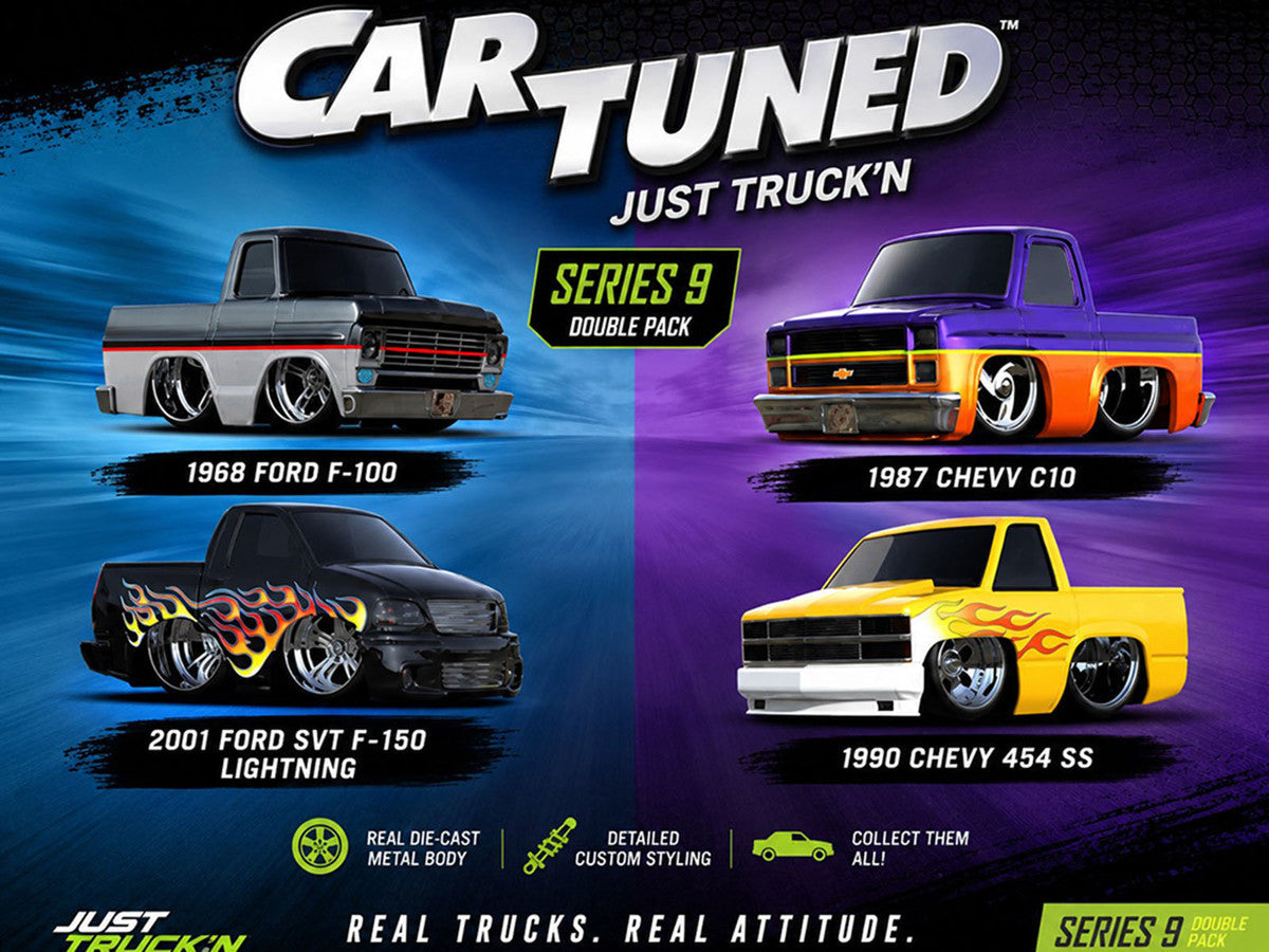 "Just Truck'n" Double Pack Series 9 Set of 4 Cars Diecast Model Cars by CarTuned Car Tuned