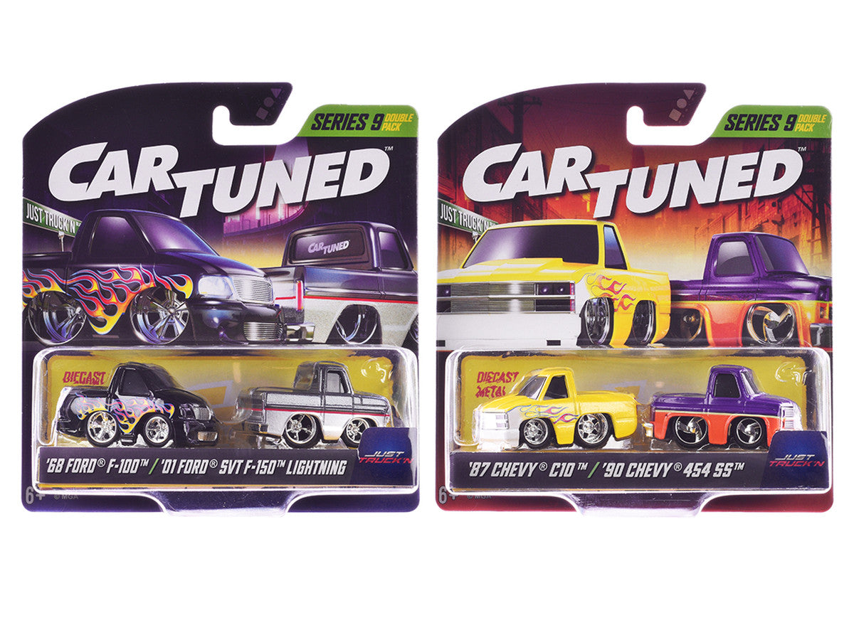 "Just Truck'n" Double Pack Series 9 Set of 4 Cars Diecast Model Cars by CarTuned Car Tuned