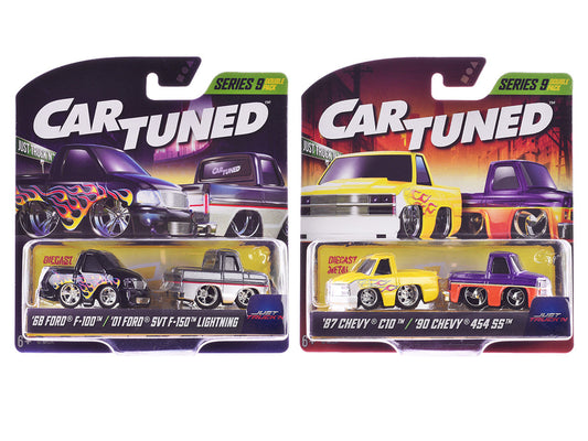 "Just Truck'n" Double Pack Series 9 Set of 4 Cars Diecast Model Cars by CarTuned Car Tuned