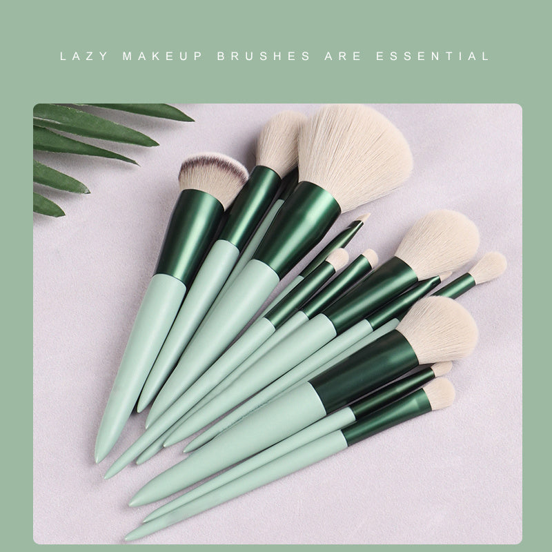Beauty Tools Green 13pcs Makeup Brush Set Foundation Brush Eye Brush LadyShow.Store