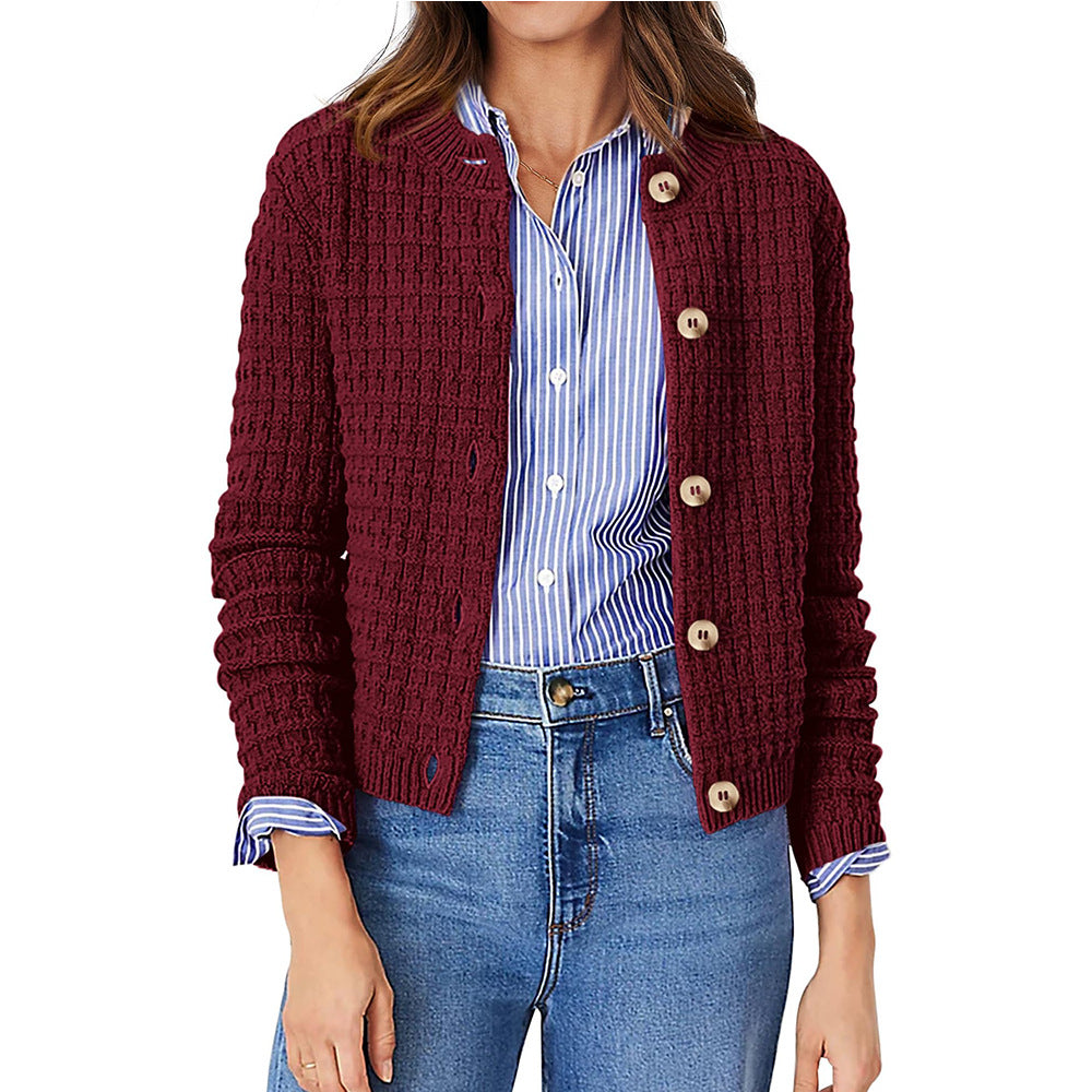 Women's Solid Color Commute Knitted Cardigan Casual Sweater Coat Accent Plus