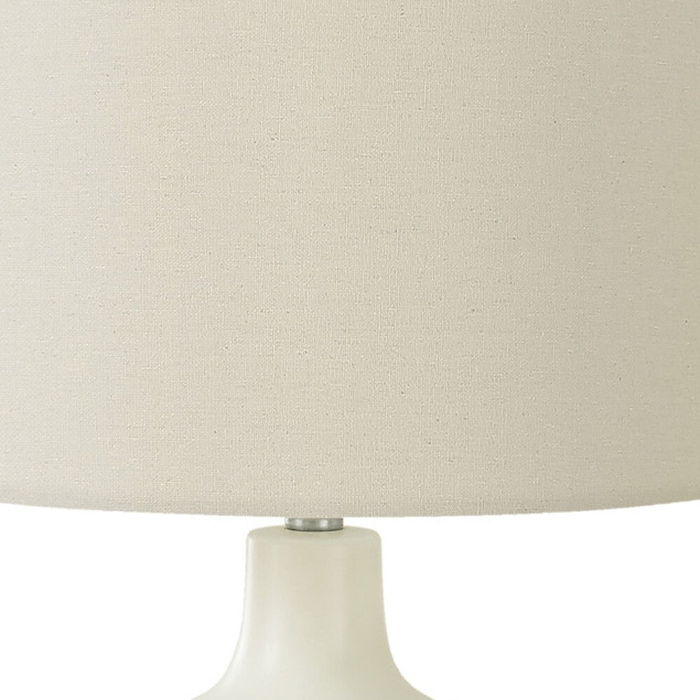 25" Cream Ceramic Gourd Table Lamp With Cream Drum Shade W2B