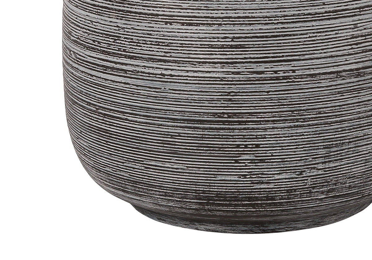 19" Gray Ceramic Round Table Lamp With Ivory Drum Shade W2B
