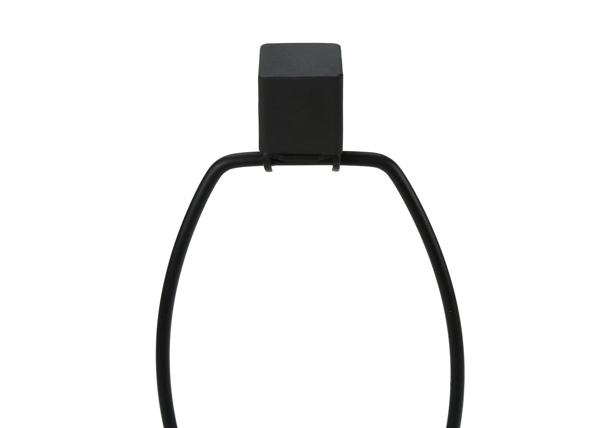 25" Black Metal Geometric USB Table Lamp With Beige Shade W2B