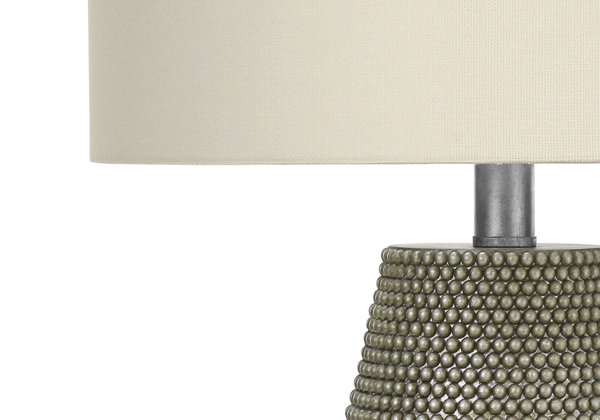 24" Gray Round Table Lamp With Ivory Drum Shade W2B