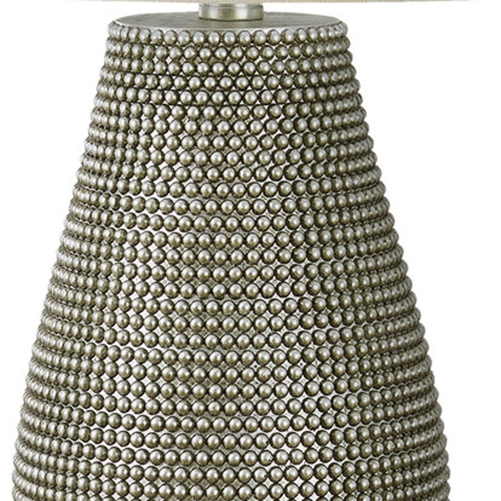 24" Gray Round Table Lamp With Ivory Drum Shade W2B