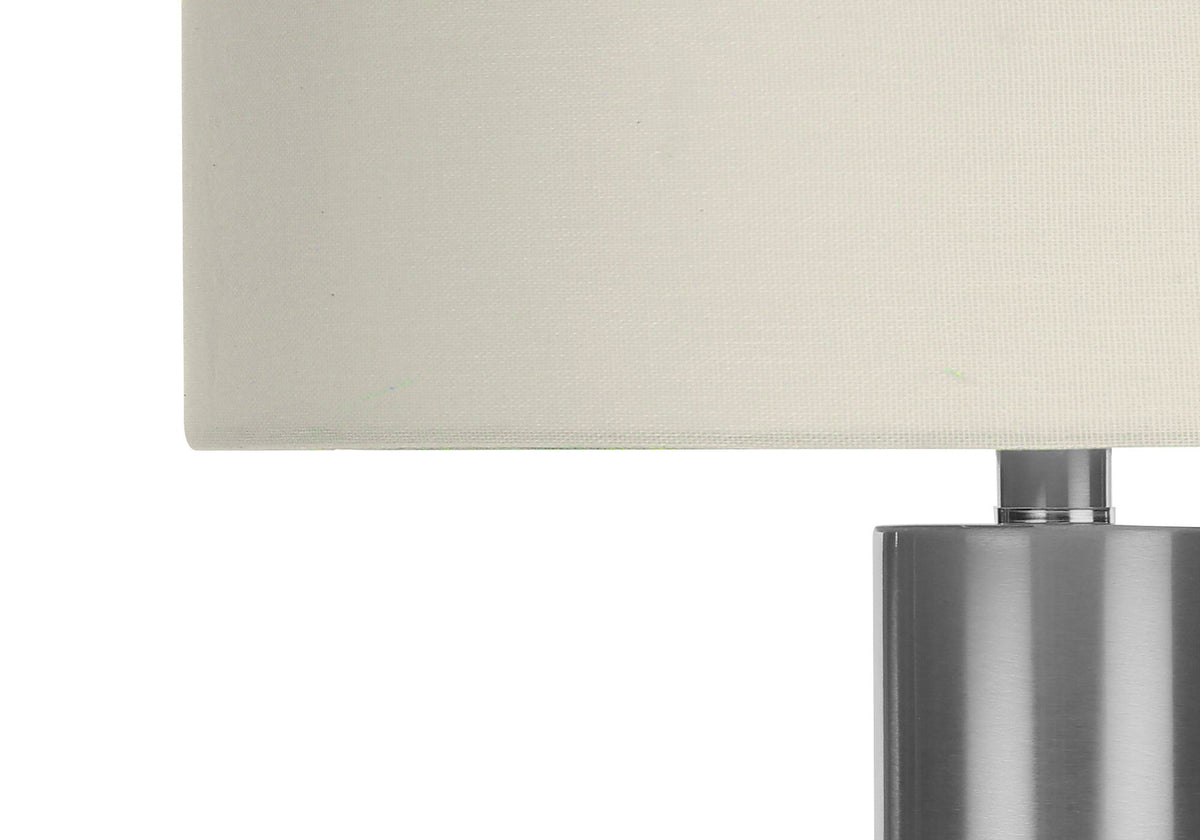 28" Silver Acrylic Cylinder Table Lamp With Ivory Drum Shade W2B