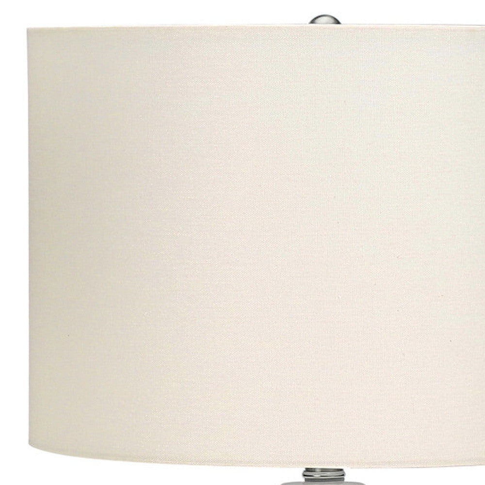 25" Cream Ceramic Urn Table Lamp With Cream Drum Shade W2B
