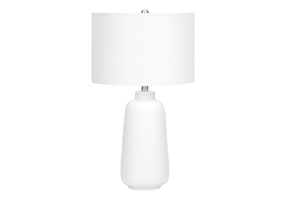 26" Cream Ceramic Cylinder Table Lamp With Cream Drum Shade W2B