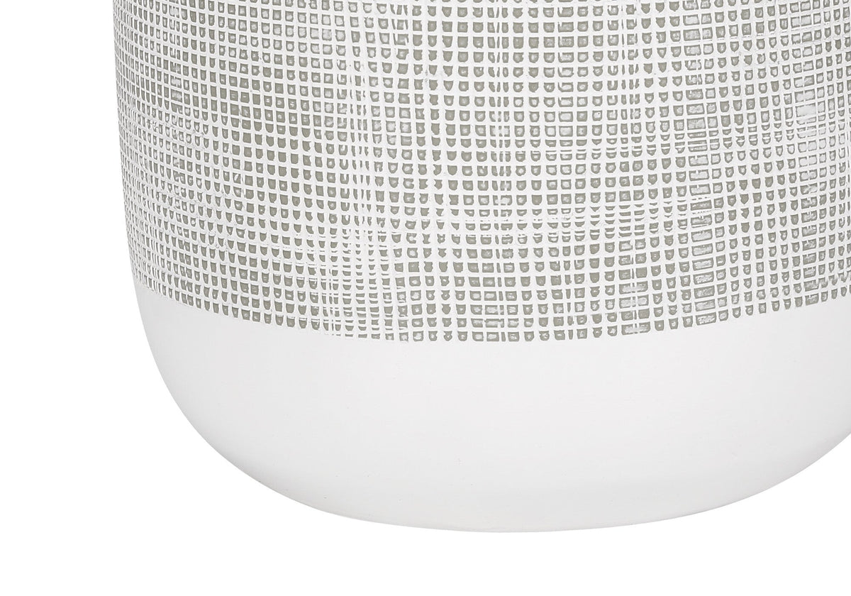 27" Gray and White Ceramic Round Table Lamp With Gray Drum Shade W2B