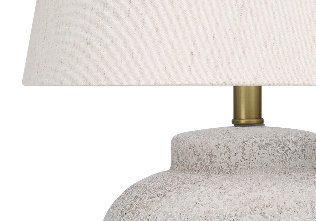 22" Cream Concrete Urn Table Lamp With Cream Abstract Empire Shade W2B