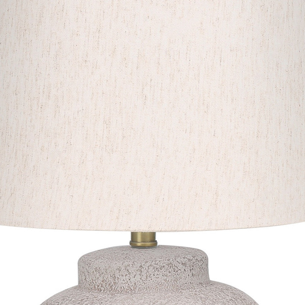 22" Cream Concrete Urn Table Lamp With Cream Abstract Empire Shade W2B