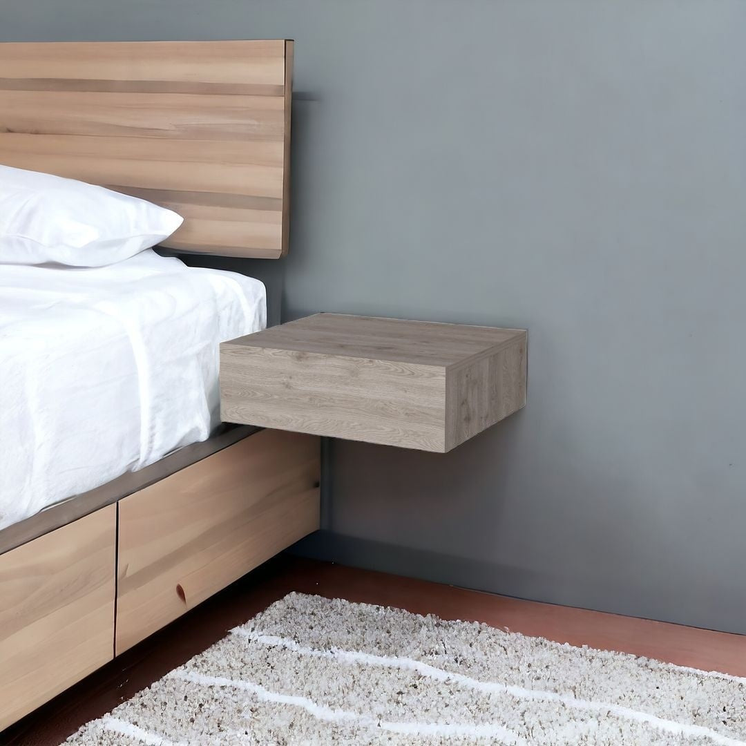 5" Gray One Drawer Faux Wood Floating Nightstand W2B