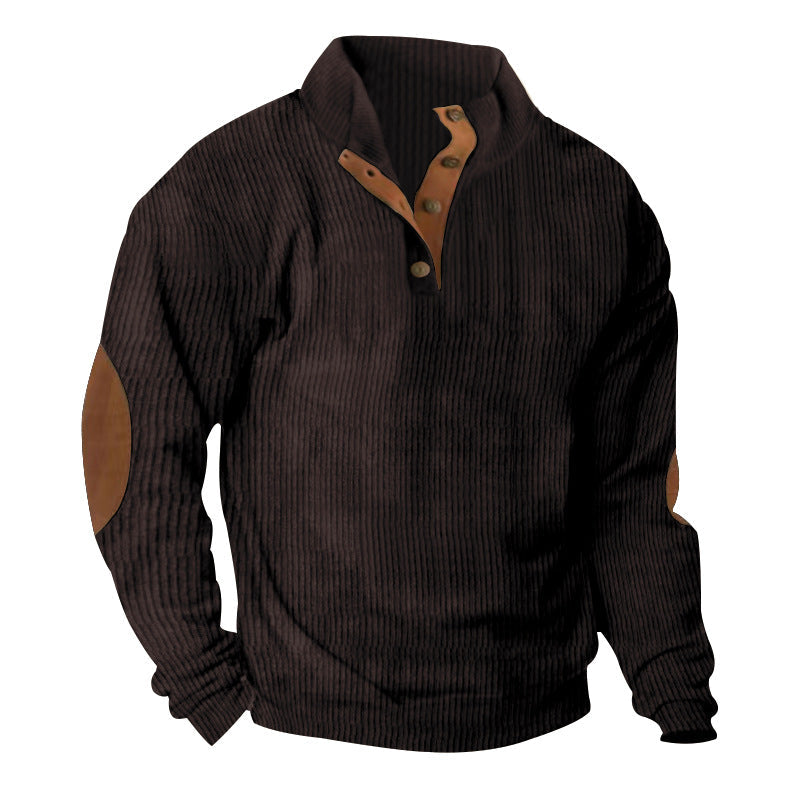 Corduroy Casual Stand Collar Long-sleeved Sweater Best YouTube Store