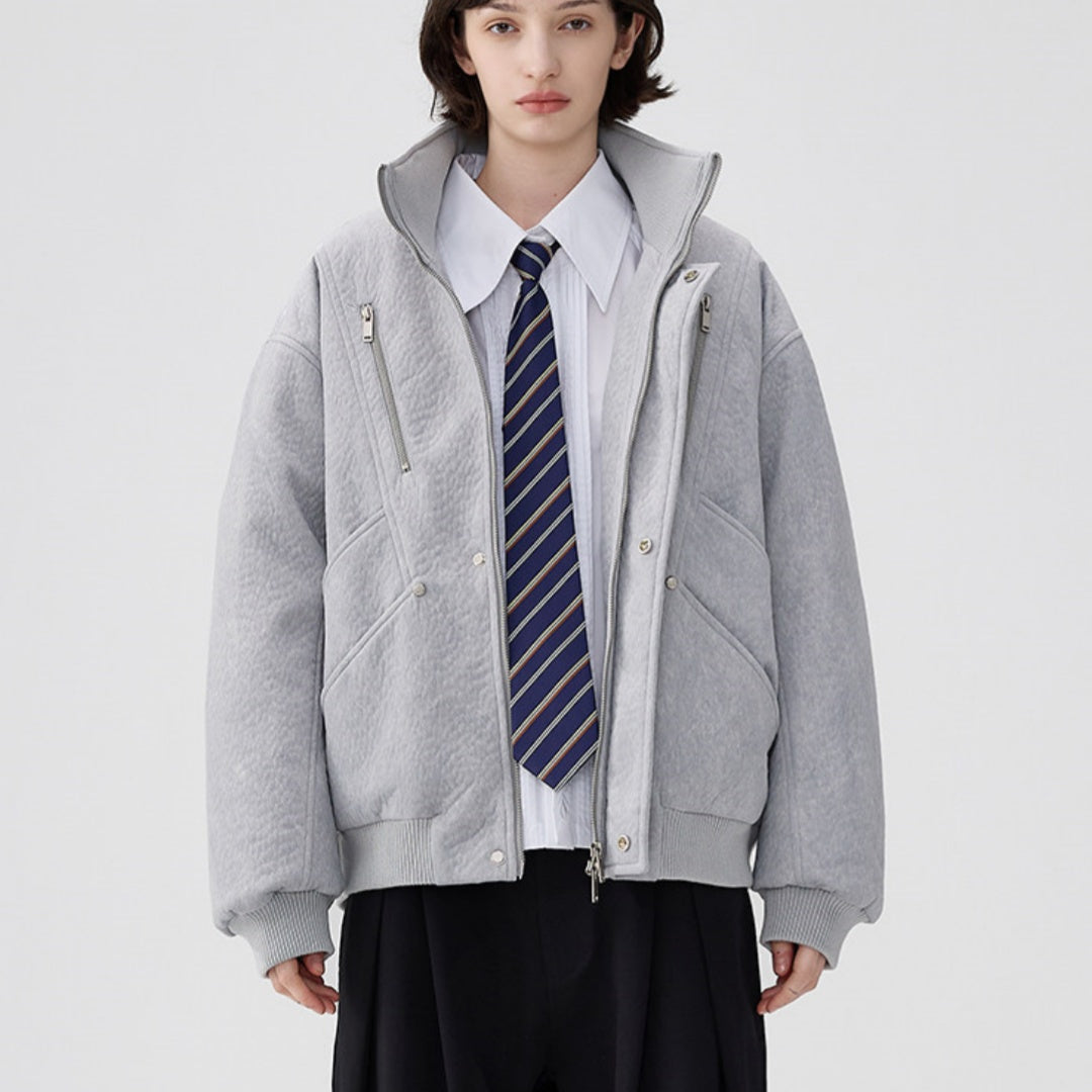 Mens Thick Solid-Color Wool Jacket Short Padded Coat LadyShow.Store