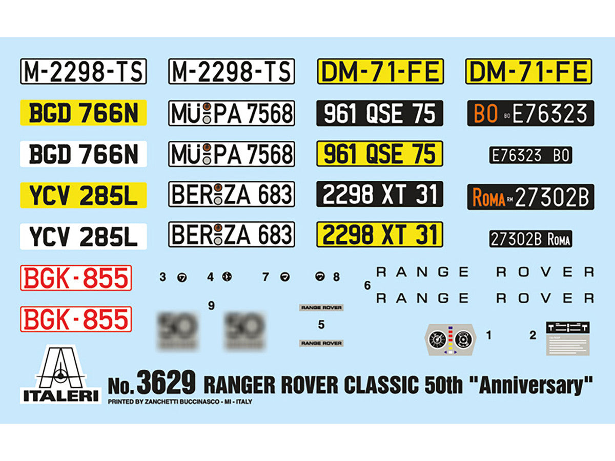 Skill 3 Model Kit Land Rover Range Rover Classic 50th Anniversary 1/24 Scale Model by Italeri Italeri