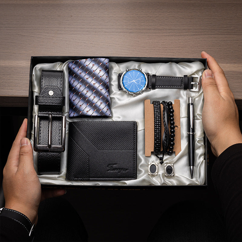 Father's Day Watch Belt Wallet Tie Cuff Men's Gift Set CJD