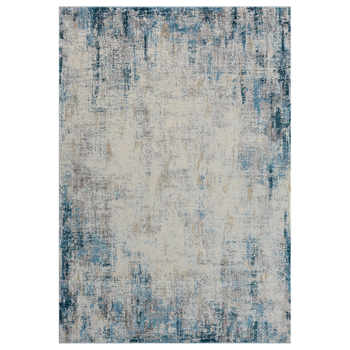 2' X 3' Blue and Ivory Abstract Area Rug W2B