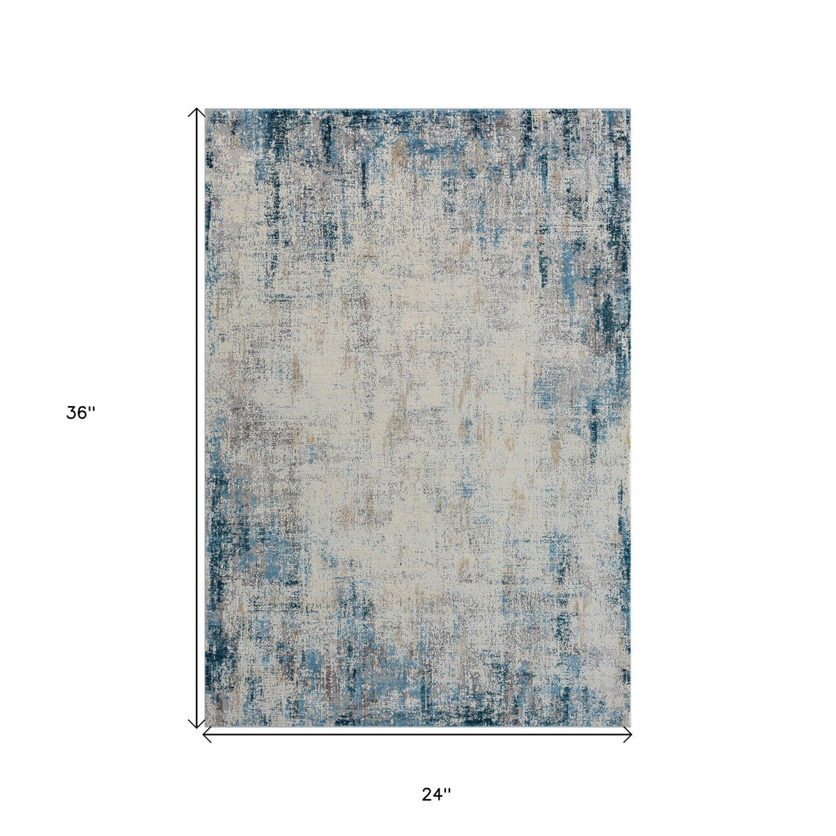 2' X 3' Blue and Ivory Abstract Area Rug W2B