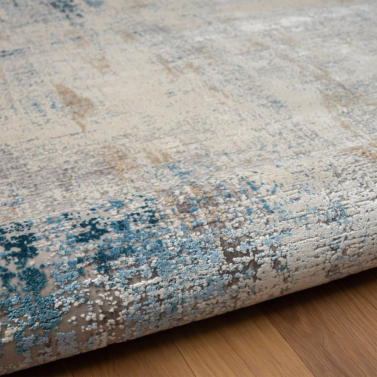 2' X 3' Blue and Ivory Abstract Area Rug W2B