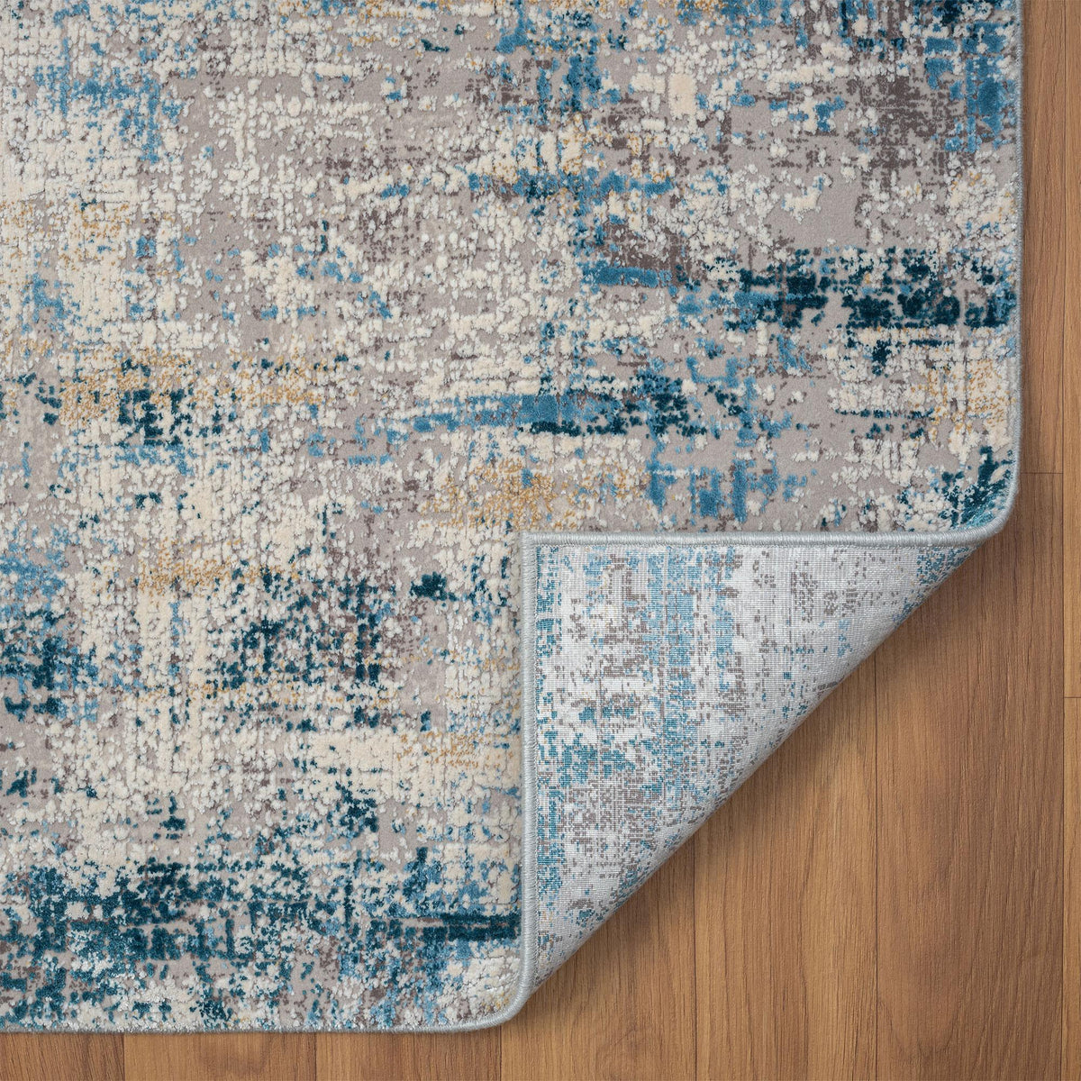 2' X 3' Blue and Ivory Abstract Area Rug W2B