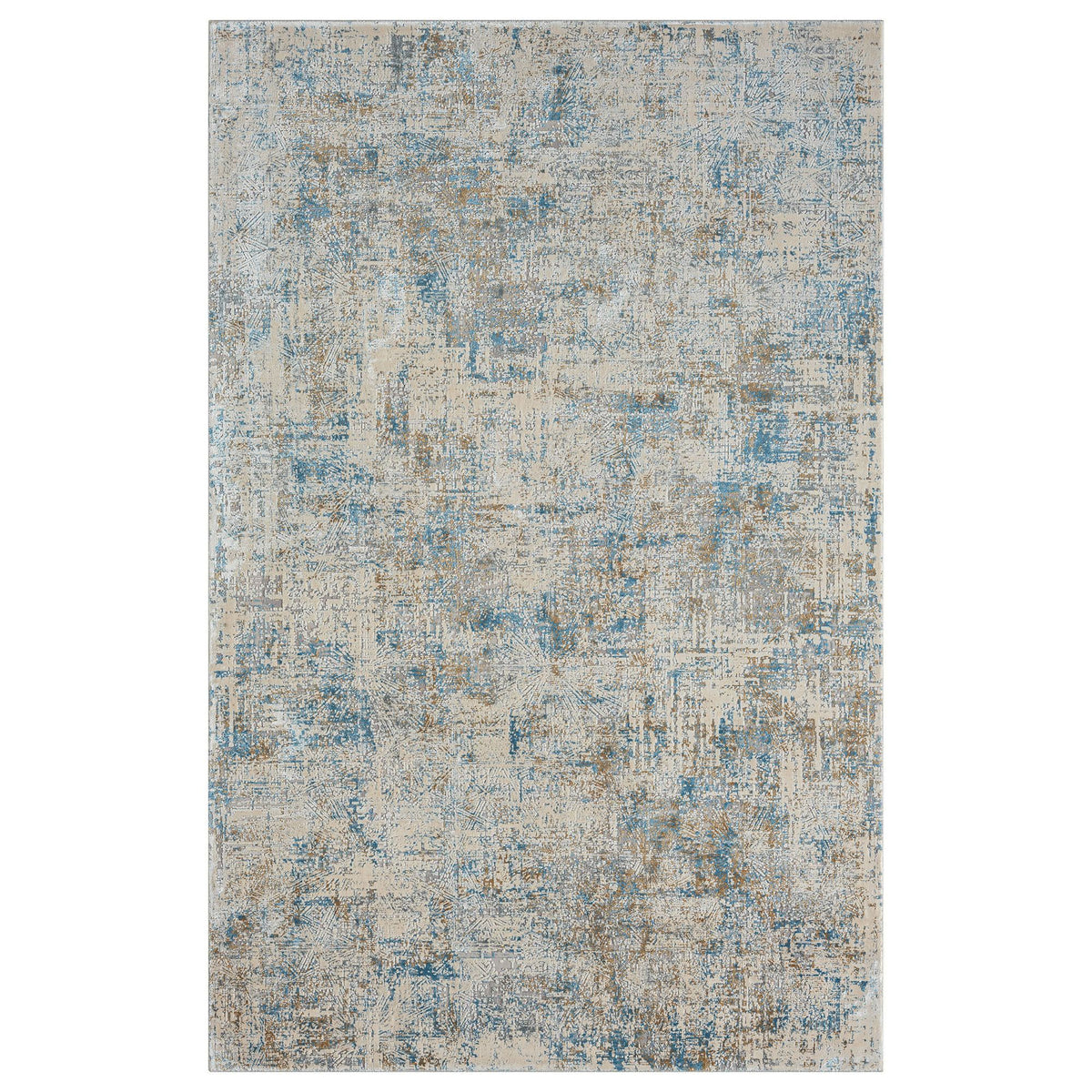 2' X 3' Blue and Ivory Abstract Area Rug W2B